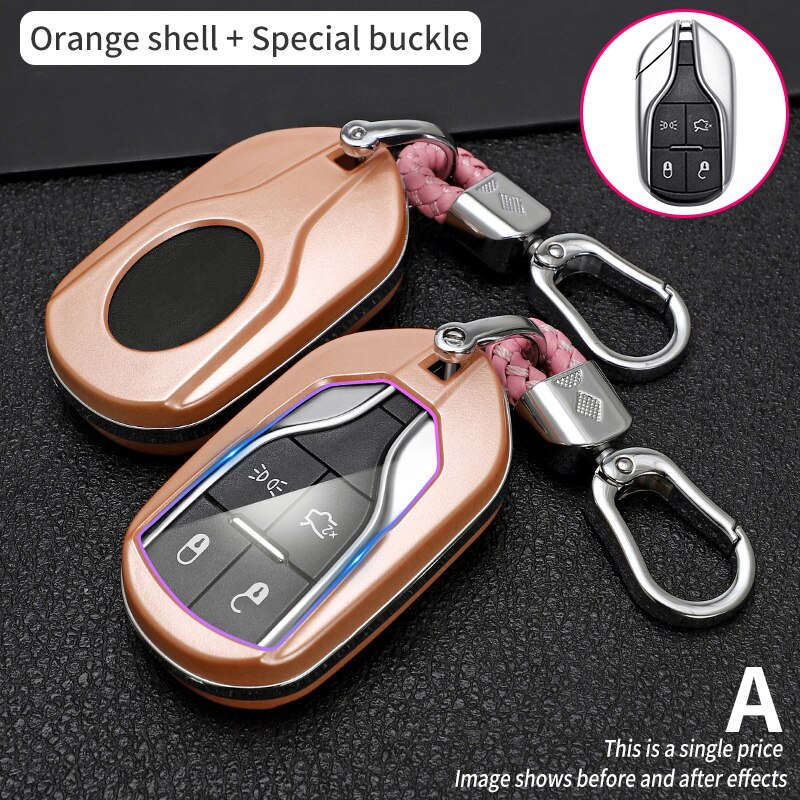 Télécommande en fibre de carbone ABS, etui clés, pour Maserati Ghibli Levante Quattroporte GT Granturismo cool, GranCabrio: Orange