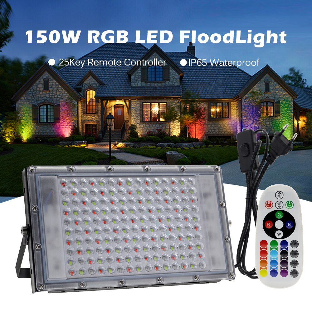 150w led valonheitin  ip65 vedenpitävä rgb valonheitin ulkokäyttöön led kohdevalo maisemavalaistus kaukosäätimellä eu pistoke