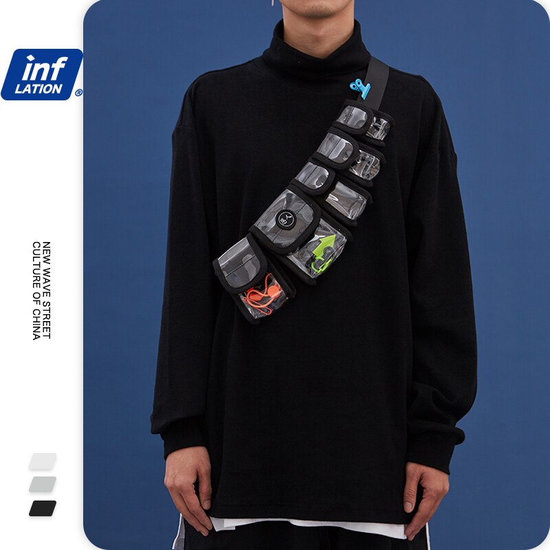 inflacja Reflctive saszetka biodrowa s Multi paczki wodoodporna męska saszetka biodrowa dupa Streetwear biodro chmiel męska funkcja woreczek 186AI2018