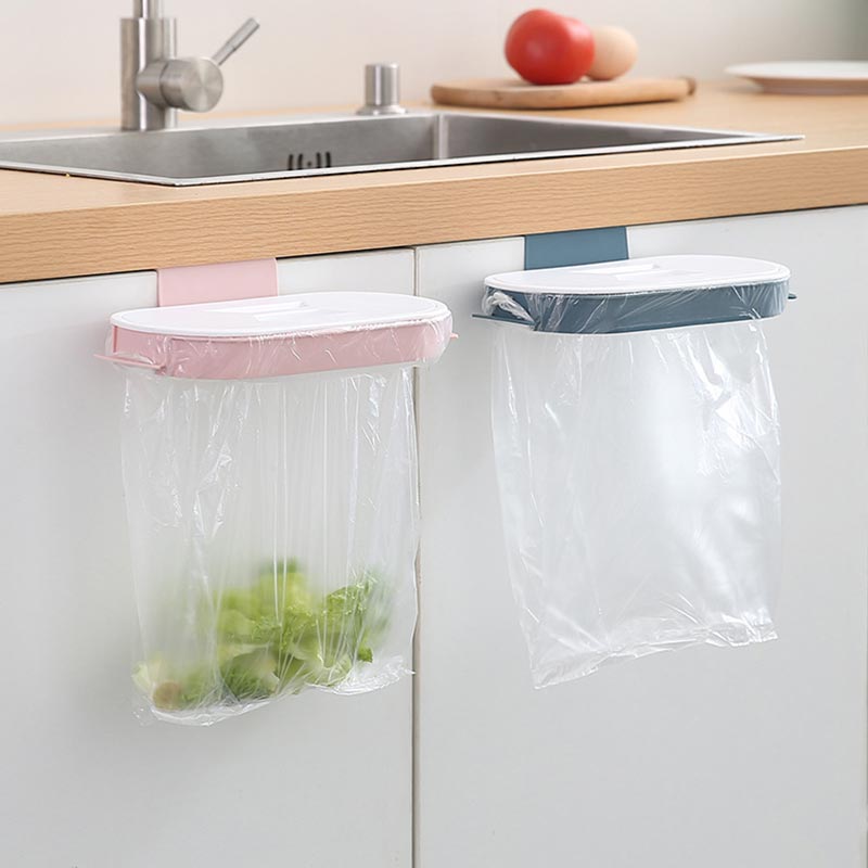 Vuilniszak Hanger Keuken Opknoping Krooshek Met Deksel Kastdeur Terug Plastic Vuilniszak Houder Draagbare Afval Bin Vuilnis rack