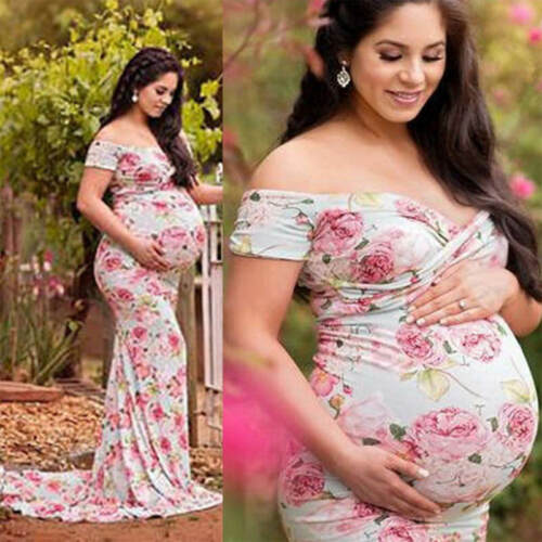 Kvinner gravid kjole gravid fotografering rekvisitt kjole off shoulder