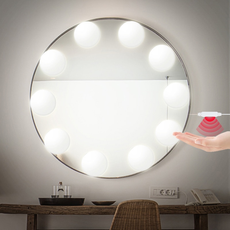 Led Make-Up Spiegel Wandlamp Lamp Spiegel Licht Hand Sweep Sensor Schakelaar Waterdicht Dimbare Usb Led Vanity Lamp Светильник