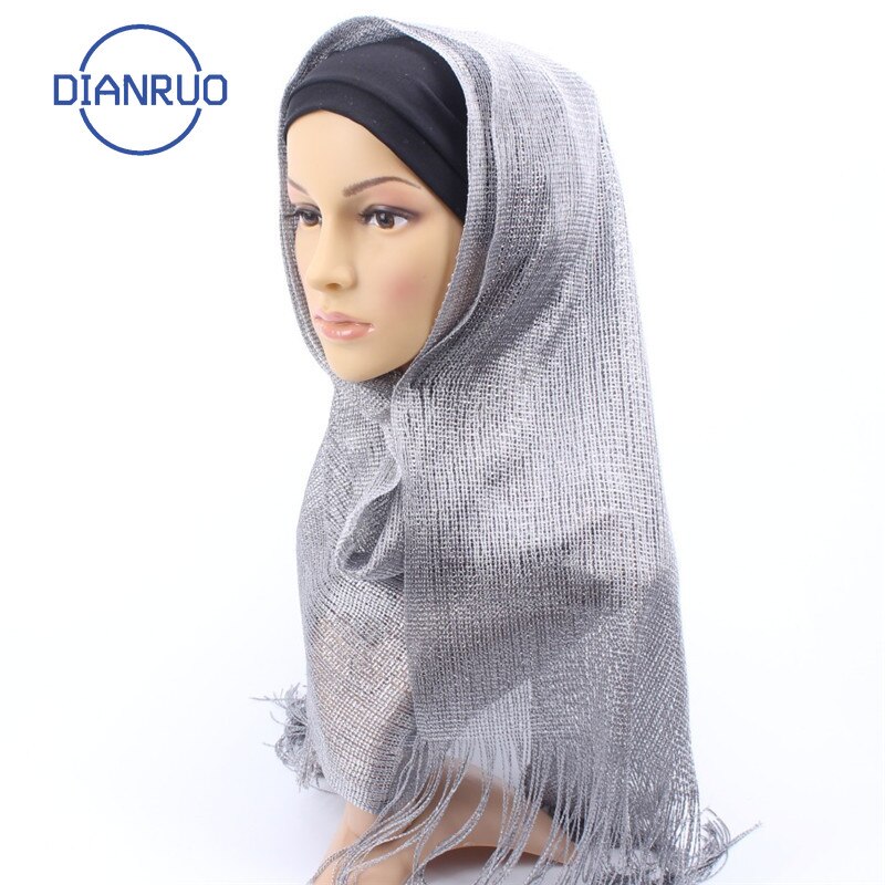 Dianruo suosittu yksivärinen naisten huivi shaalipanta femme bandana tupsut pitsi muslimi hijabit pehmeät päähuivit  n207