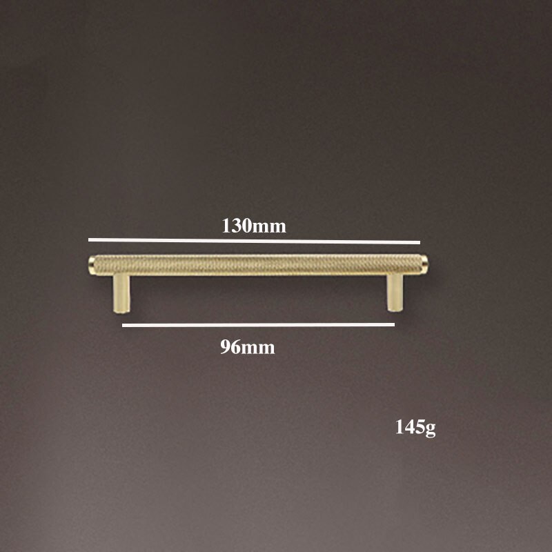 Long Brass Knurled/Textured simple kitchen cabinet knobs and handles Drawer Pulls Bedroom Knobs Brass T Bar Cabinet Hardware: length 130mm / 1pc