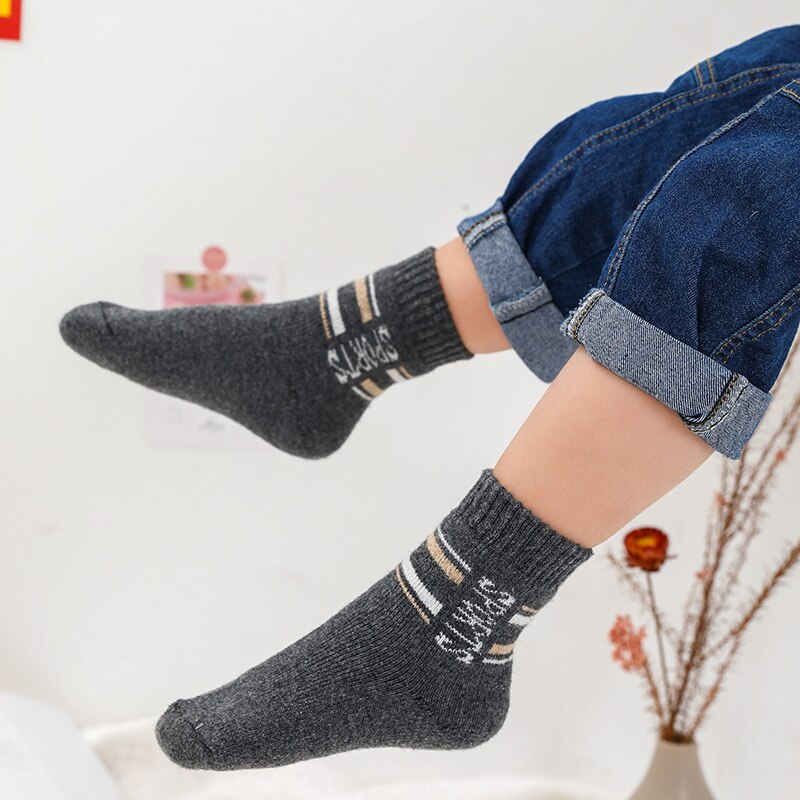 5 Paare/viel Herbst Winter Plus Dicke warm Halten freundlicher Wolle Socken Frottee Socken Für Jungen Socken Mit druck Für Kleinkinder