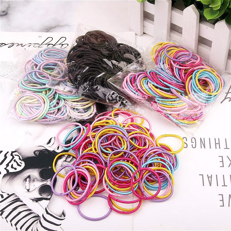 100pcs Hair Bands - 3cm Nylon Rubber Bands - Children Safe Elastic Ponytail Holder
