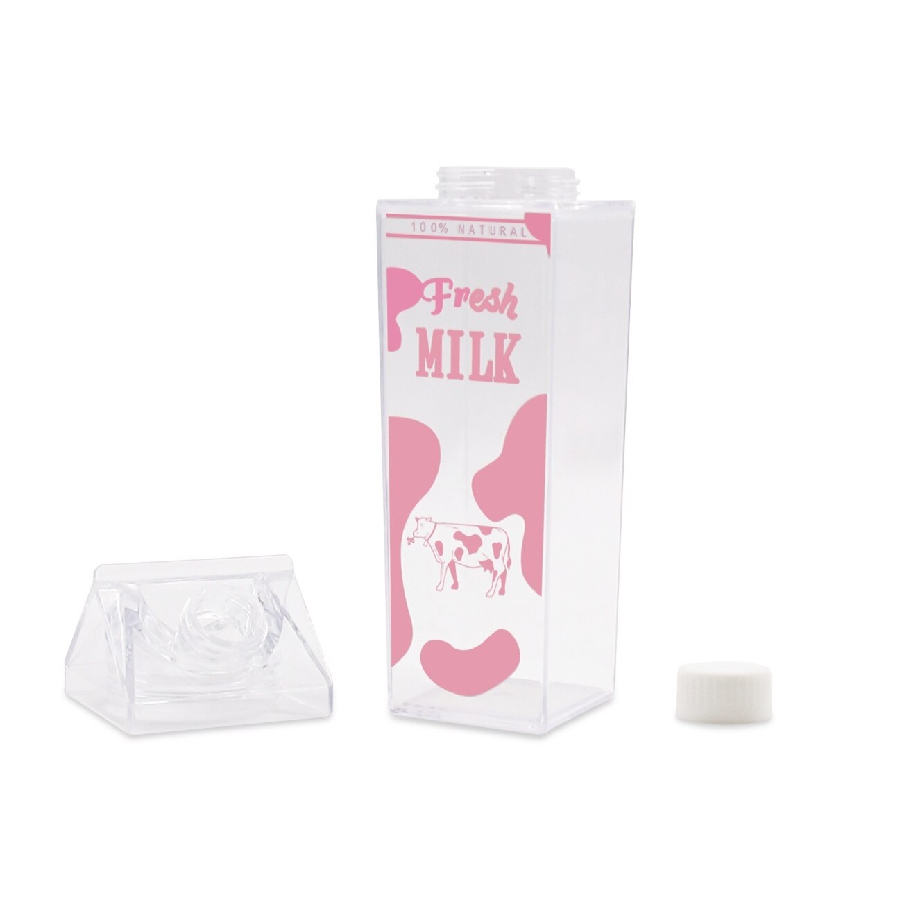 Cute Cartoon Outdoor Camping Plastic Bottle Animal Cow Cat Water Drinking Bottles Home Kids Breakfast Milk Kettle: violet