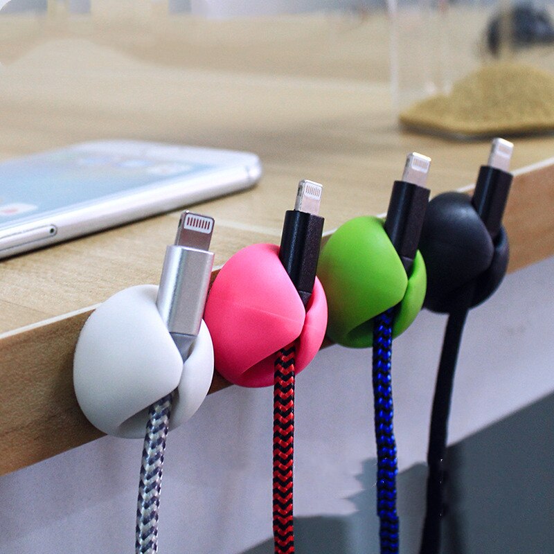 3PCS 5 Clips Cable Organizer Silicone USB Cable Winder Desktop Tidy Management 7 Clips Cable Holder for Mouse Headphone Wire