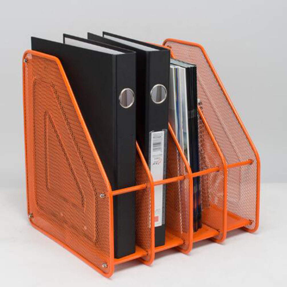 XRHYY Heavy Duty 4 Compartment Metal Mesh Office Desktop Document &amp; File Organizer Rack Magazine Holder For School Office Supply