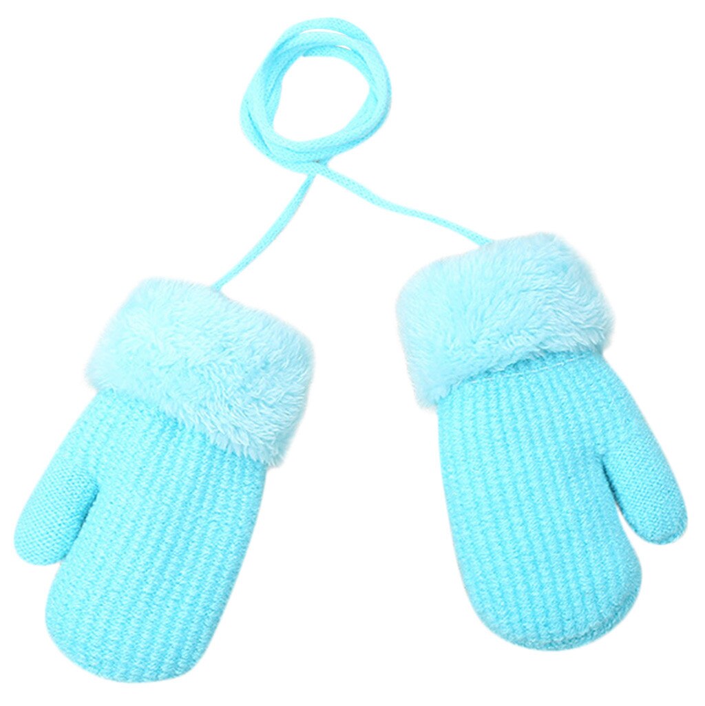 Peuter Baby Meisjes Jongens Handschoenen Outdoor Winter Patchwork Wanten Schattig Warm Houden Handschoenen Pasgeboren Bescherming Wanten gants enfant: Blue