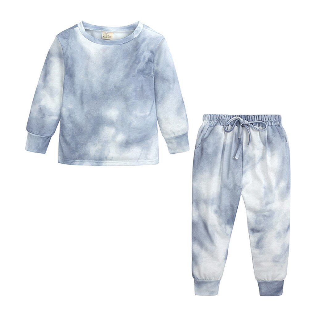 Kids Clothes Baby Girls Clothing Set Underwear Toddler Dot Long Sleeve Tie-Dye T shirt+Pants Pajamas Outfit