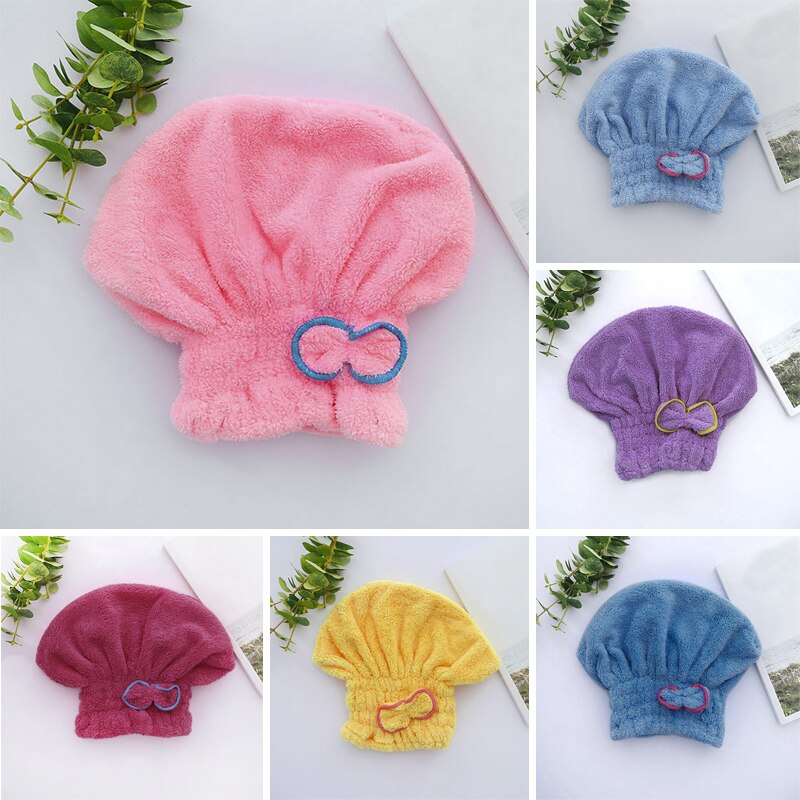 7 kleuren Microfiber Effen Snel Droog Haar Hoed Haar Tulband Vrouwen Meisjes Dames Cap Zwemmen Drogen Handdoek Hoofd Wrap Hoed