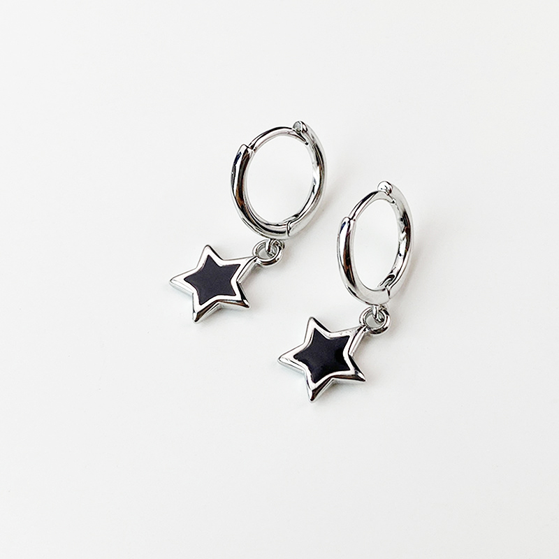 Pendientes de aro pequeños y bonitos para mujer, Mini círculo redondo Huggie pequeño con colgante de estrella de pentagrama, accesorio para la oreja colgante para mujer