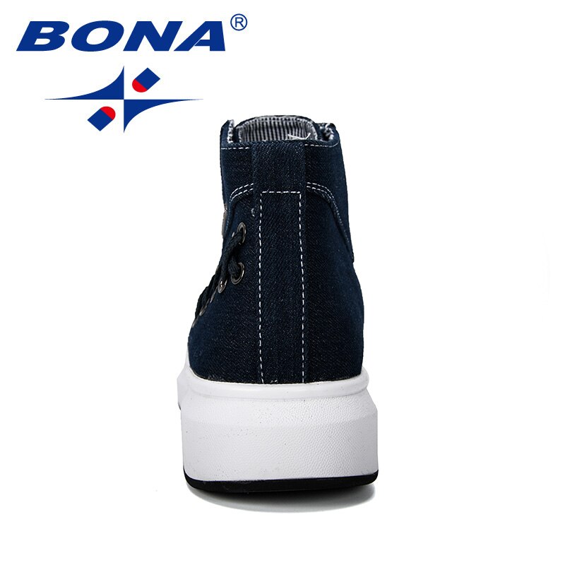 Bona herre vulkanisere sko herre forår efterår high top sneakers snøre behagelige ensfarver herre fritidssko