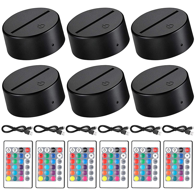 VIHOSE 50 Sets 3D Night LED Light Lamp Base Inclusief 50 Vierkante Licht Lamp Bases 50