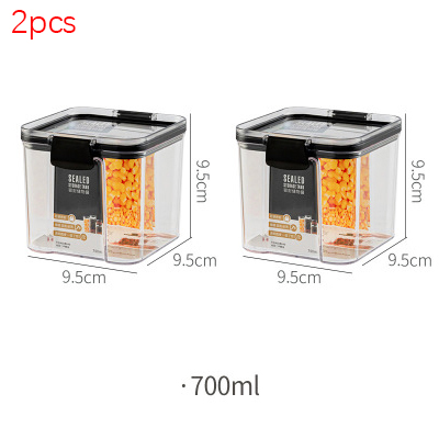 Airtight Food Storage Containers with Lids Plastic Dry Food Canisters for Cereal Flour Sugar Kitchen Pantry Organization Storage: 700ML2