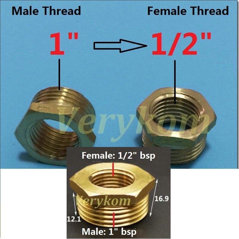 10x Verykom Pneumatische Messing Verloopstuk Fitting 3/4 "1/2" Male Naar 1/8 "3/8" 1/4 "Vrouwelijke Verminderen adapter Lucht Water Gas DN10/15/20/25: DN25-DN15