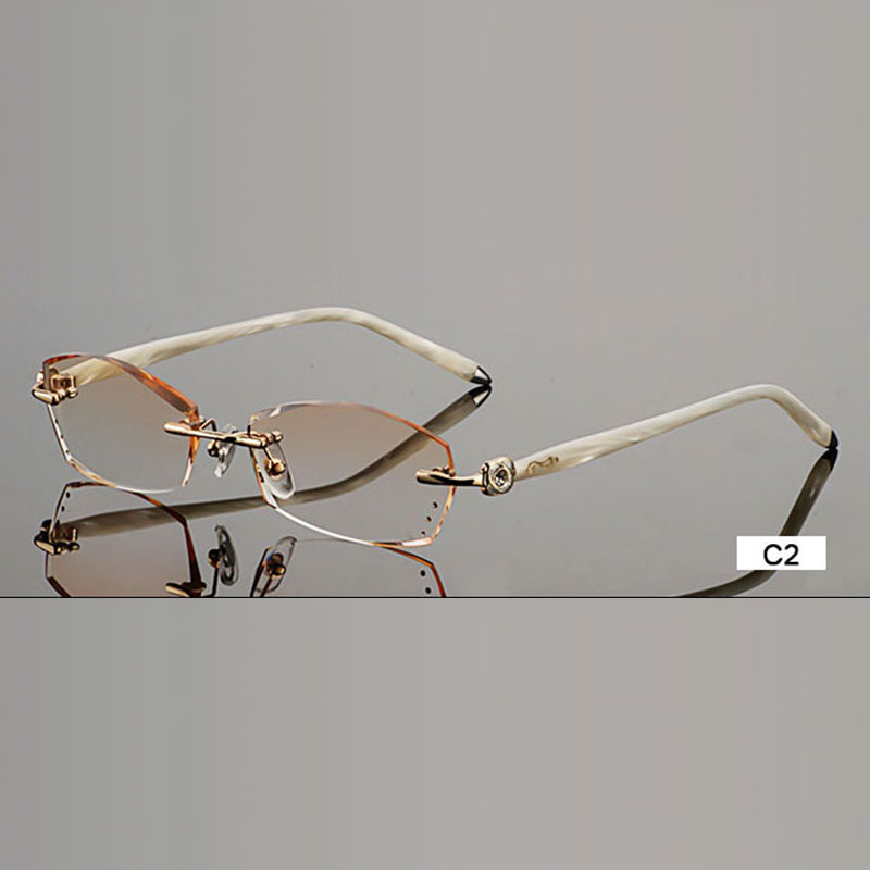 Brillen B002 Diamant Trimmen Snijden Randloze Brillen Recept Optische Brilmontuur voor Vrouwen Brillen