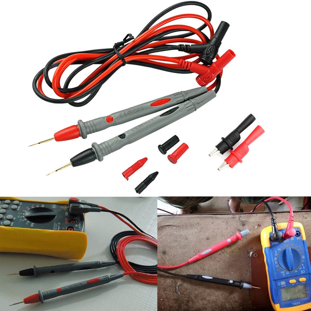 1000V 20A Probe Test Lead + Clips Clamp Cable Wire Test For Multi Meter Tester Digital Multimeter