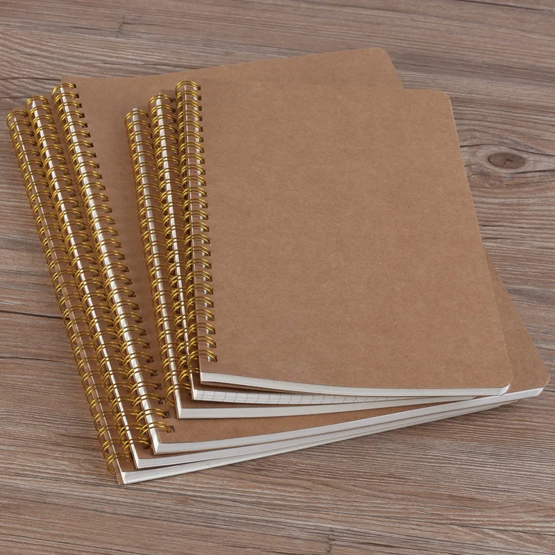 B5 Spiral Notebook 50 Sheets Kraft Paper Cover Dot Blank Grid Line Inner Page Notebook Journal Diary Notepad Drawing Sketchbook