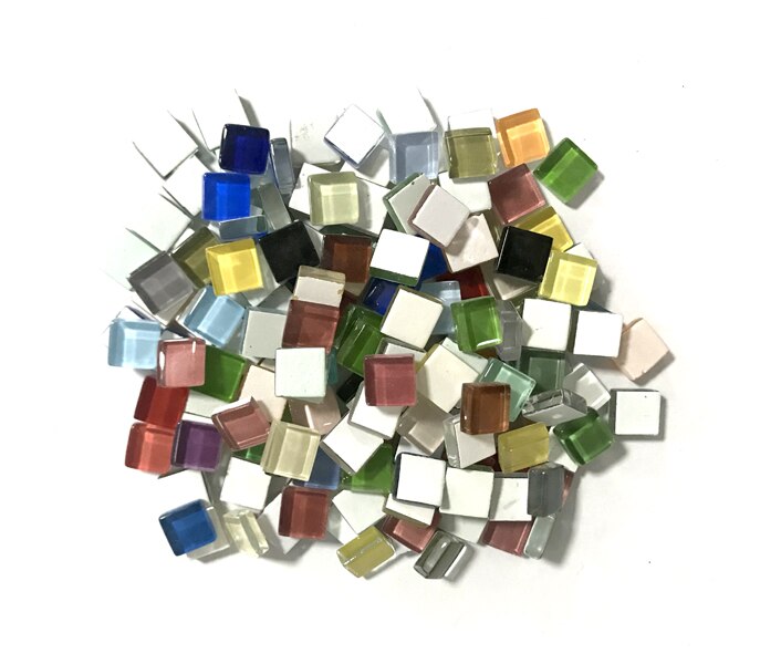 200g( ca 200 stk ) 1cm flerfarge firkantede glassfliser for gjør-det-selv-håndverk leverandør hjemmedekorasjon gyh
