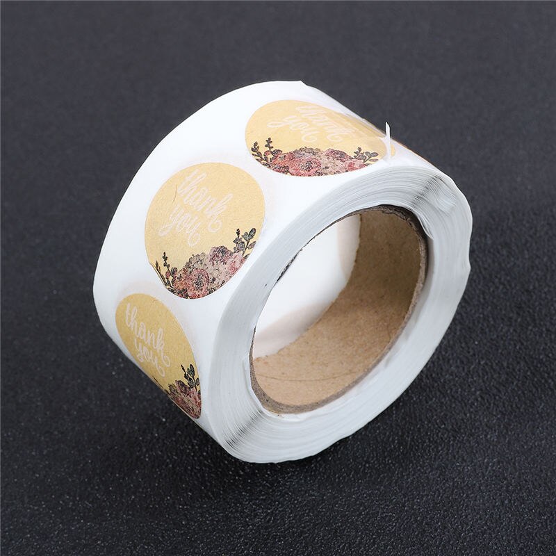 500pcs/roll kraft seal sticker scrap-booking label round for baking package sealing thank you handmade with love: 3