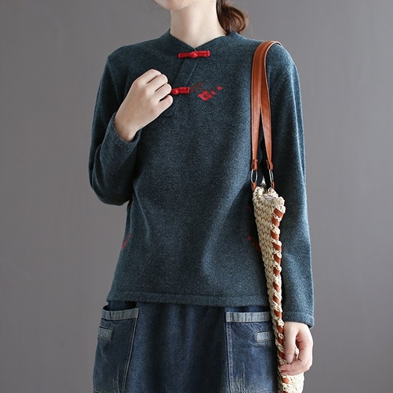 Traditional chinese blouse shirt tops for women mandarin collar oriental linen shirt blouse female cheongsam top AA4703: 2