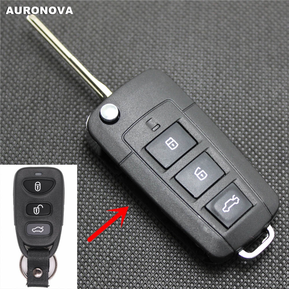 AURONOVA-carcasa de llave plegable para Kia Cerato, 3 + 1 botones traseros, funda para mando a distancia del coche