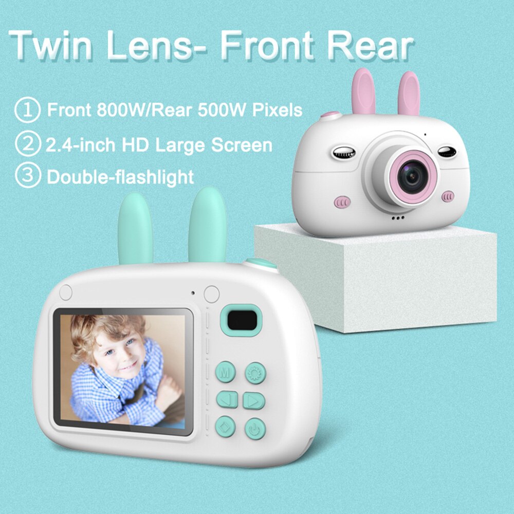 Portable Kids Digital Camera Intelligent Focus Mode Large Screen Children Camera Cartoon Mini Dual Lens Digital Camera For Kids