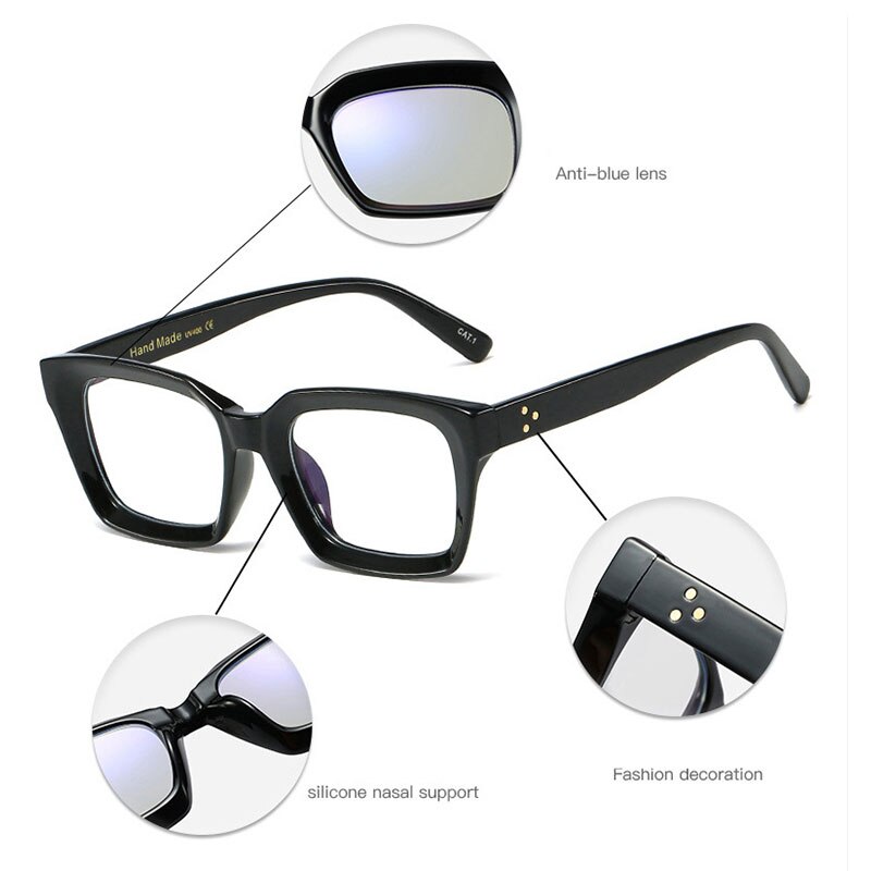 HBK Square Eyeglasses Frame Women Optical Clear Glasses Frame Brand Plain Eye Glasses Oculos De Grau Femininos