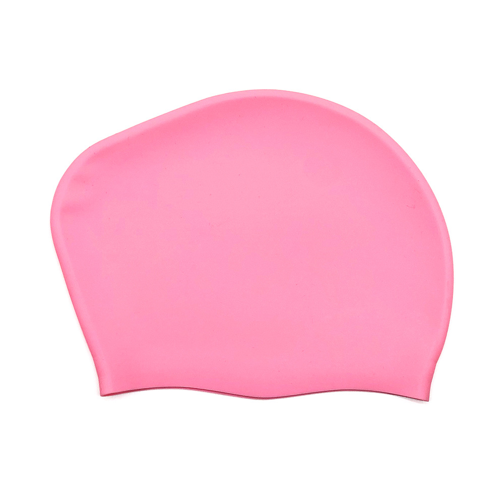 1pc Women Swimming Caps Silicone Gel Ear Protection Long Hair Waterproof Swim Caps for Women Men Swimming Diving Hat Cover: Pink