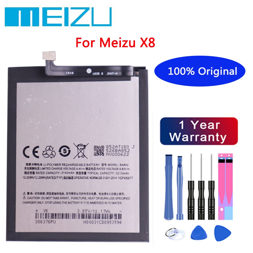 Meizu Battery 100% Original 3300mAh BA852 Battery For Meizu X8 Mobile Phone batteries+Free tools