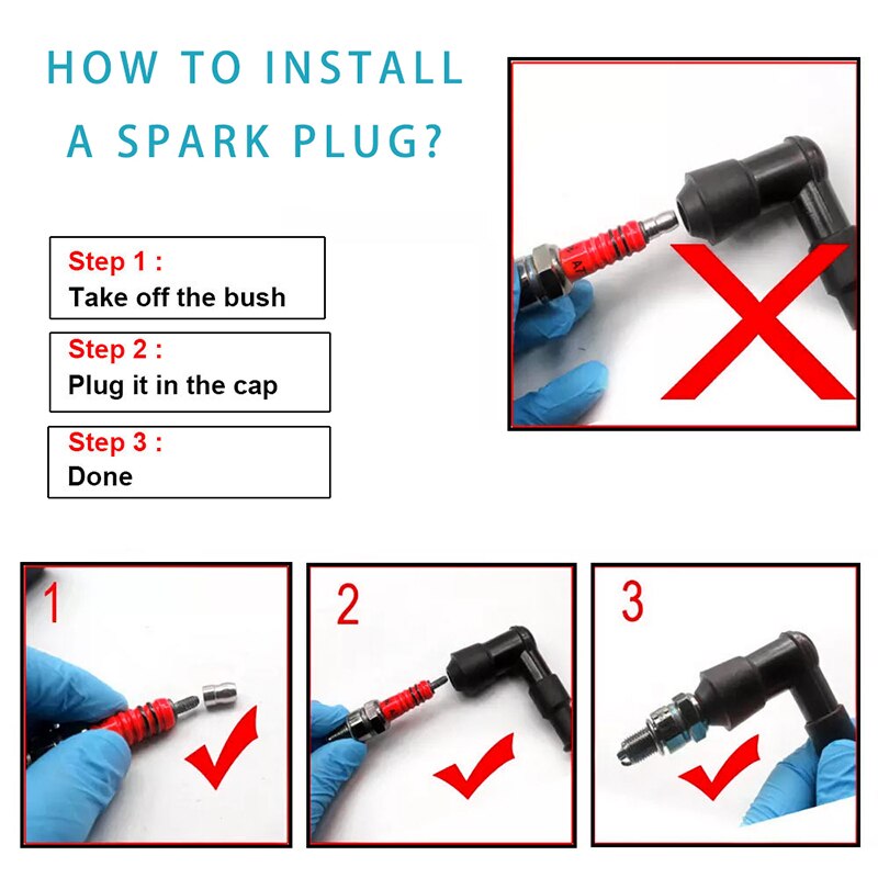 Motorcycle Platinum Nozzles Spark Plugs CR7HSA ATRTC High Performance 3-Electrode For 50cc-150cc Pedal Motorcycles Accessories