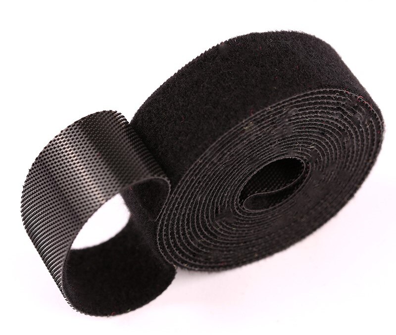 2 meters Reusable Adhesive Closure Tape Back to Strong Hook and Loop Fasteners Cable Ties Curtain Fastener Magic Tape: 20mm Black