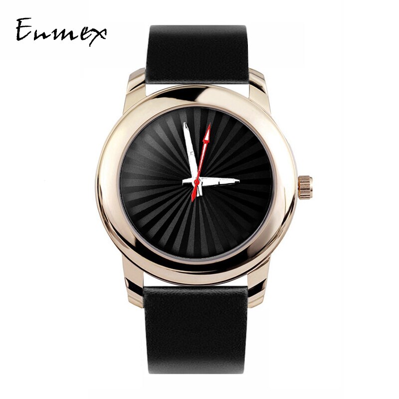 Enmex zwart polshorloge met lichtgevende wijzers, zonnestreep, echte silicagelband, stijlvolle klok, kwartshorloge: E8305