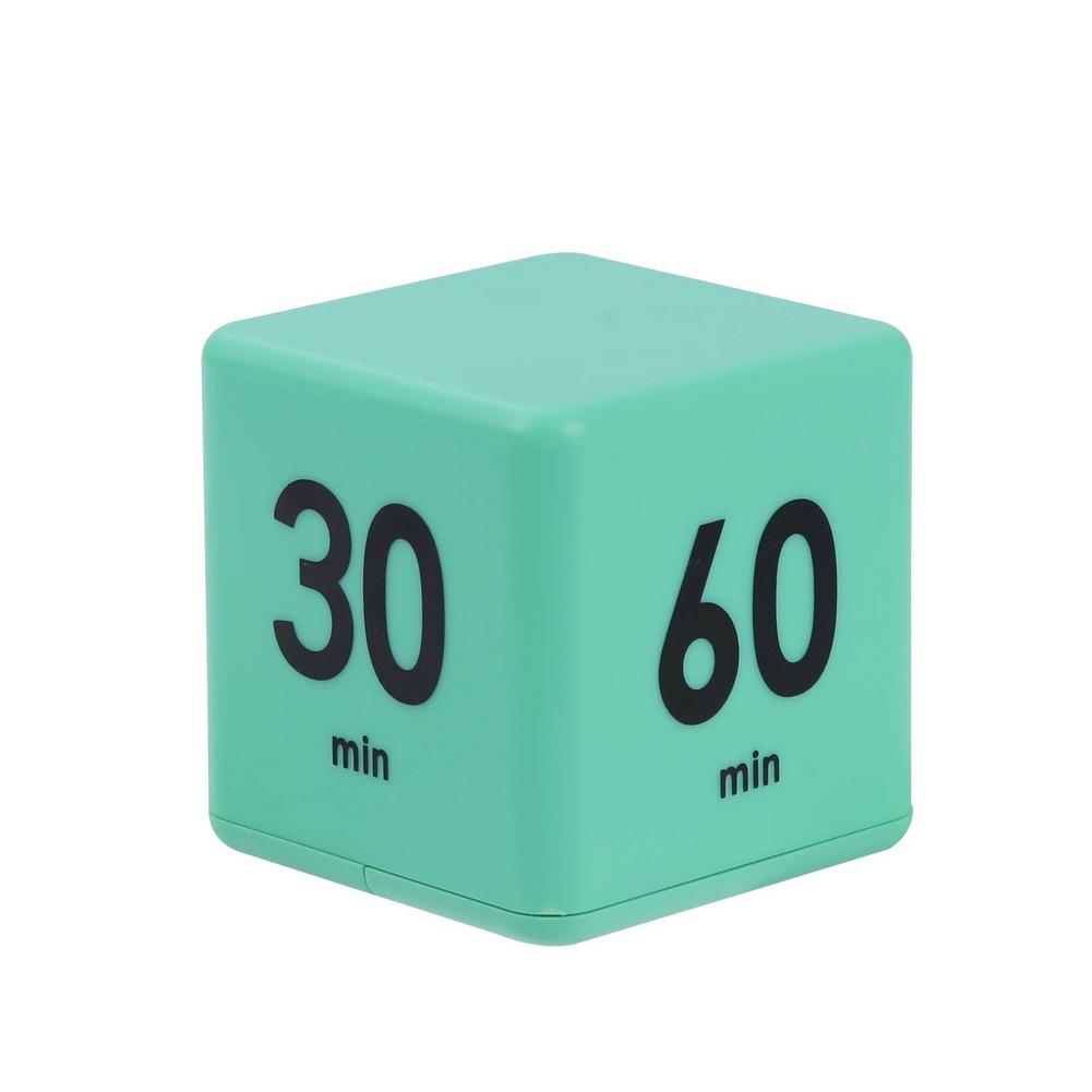 Preset Timer Practical Portable Time Management Tool Study Kitchen Cooking Office Rollover Pause Countdown Cube Timer: Green