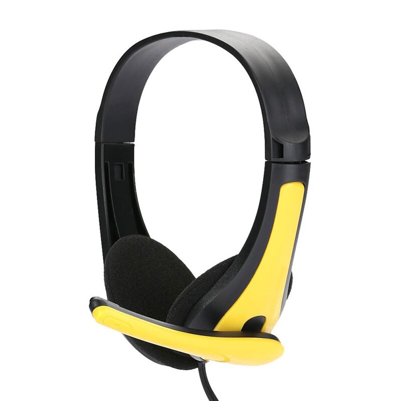 Gaming Headset Adjustable Single Plug Game Headset Headset Laptop Desktop Computer Single Hole With Wheat Mic Mobile Headphone: YELLOW