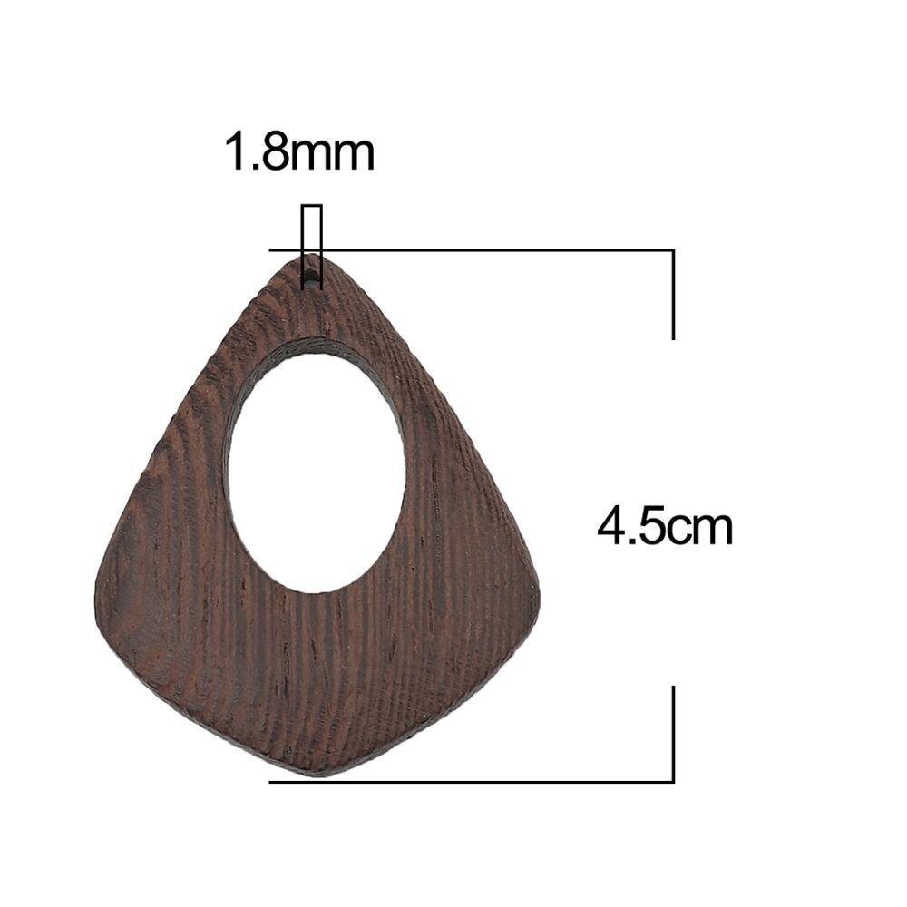 DoreenBeads Vintage Wood Geometric Round Triangle Hollow Pendants For Women Men DIY Making Necklace Earrings Charms Jewelry,2PCs: 3-4.5cmx3.7cm