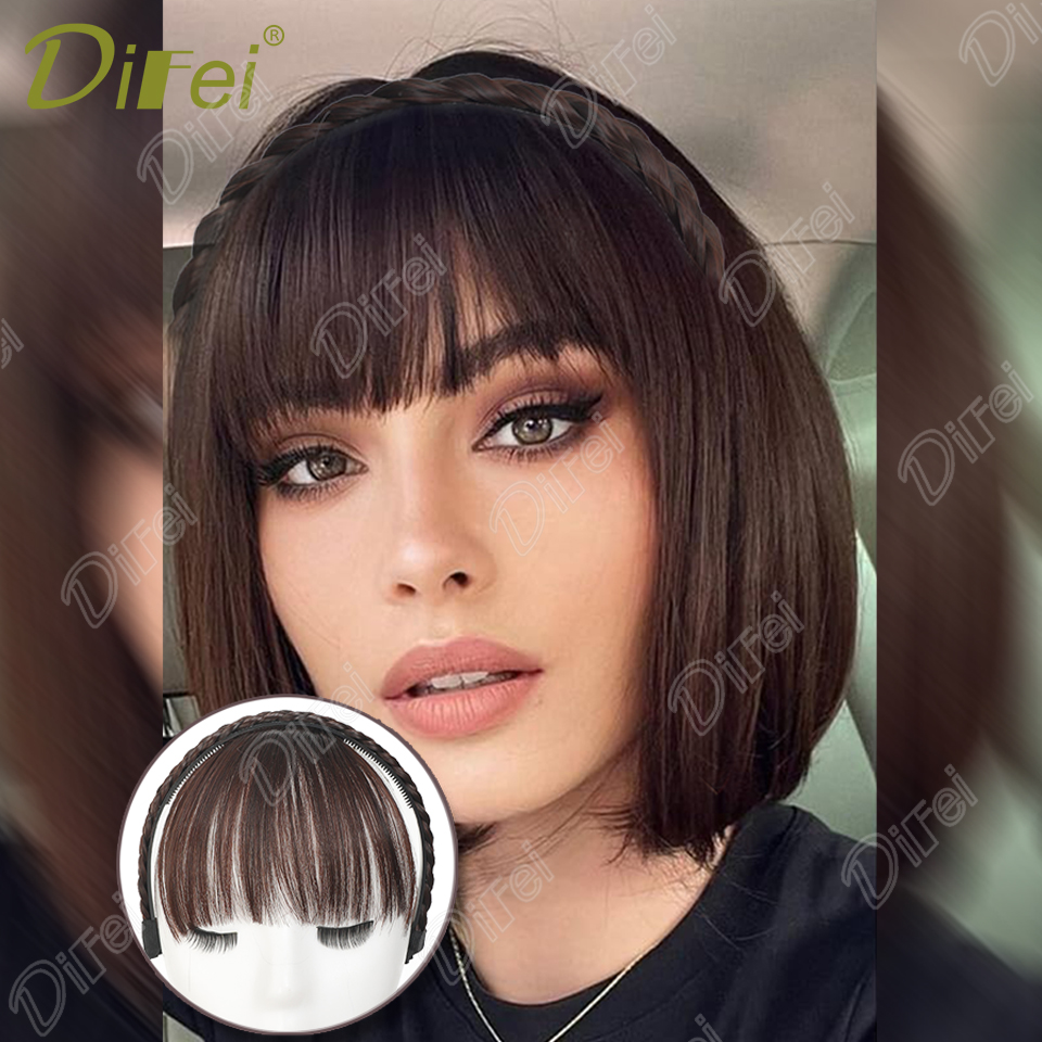 Headband Bangs One Wig Synthetic Wig Black Headband Style with Straight Bangs Hair Suitable for Women Autumn Festival Daily Wear: FS1B/99J