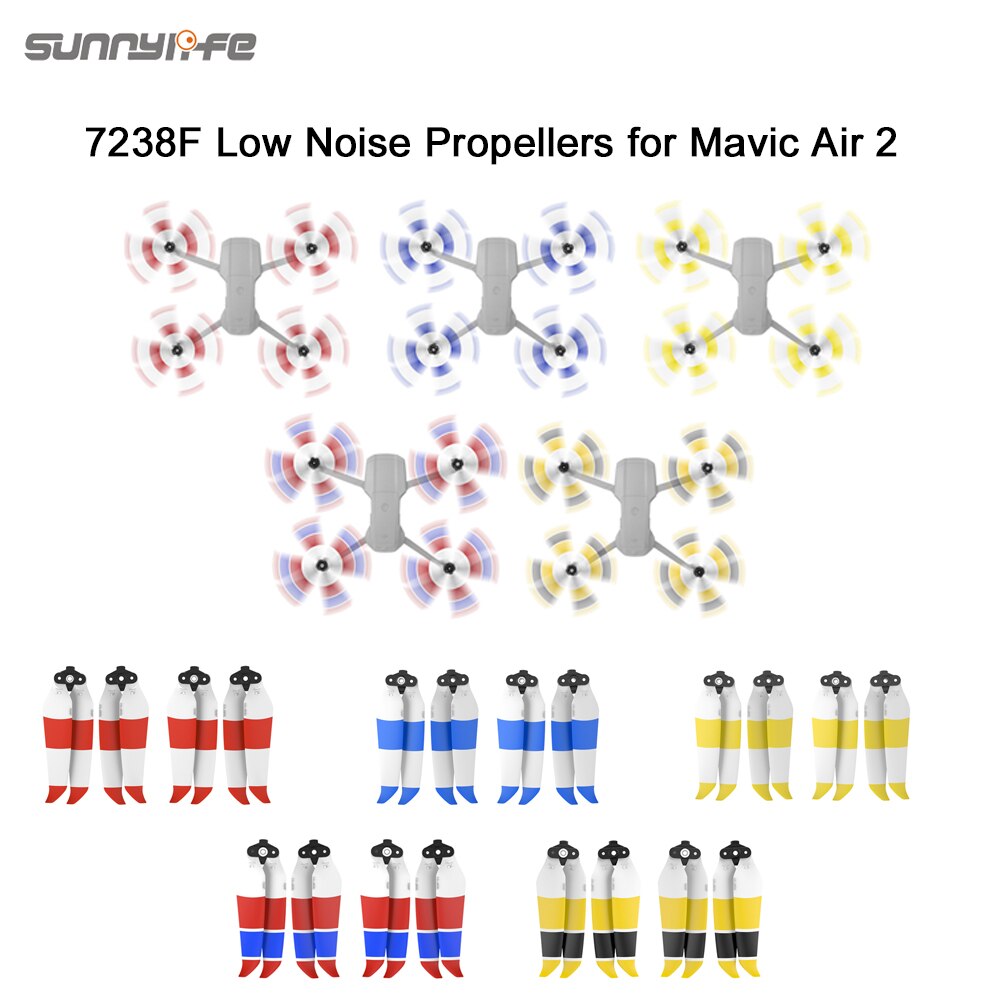 Mavic Air 2 Multi-Color Low Noise 7238 Props Colorful 7238F Carbon Fiber Propellers Quick-Release DJI Air 2 Drone Accessories