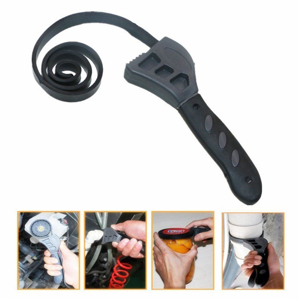 Black Plasic Multi-function Spanner Adjustable Rubber Strap Wrench Outdoor Bottle Opener Spanner hand tools