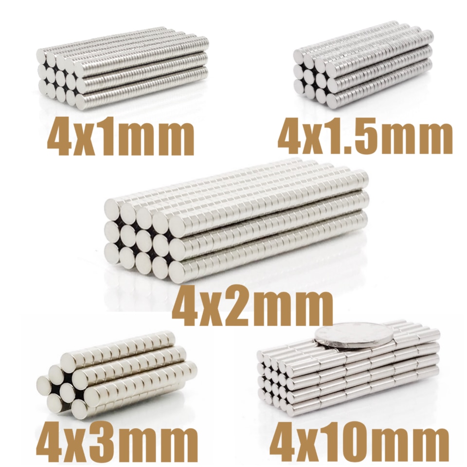 100~500Pcs N35 Round Magnet 4x1 4x1.5 4x2 4x3 4x10 Neodymium Magnet Permanent NdFeB Super Strong Powerful Magnets 4*2 4*1