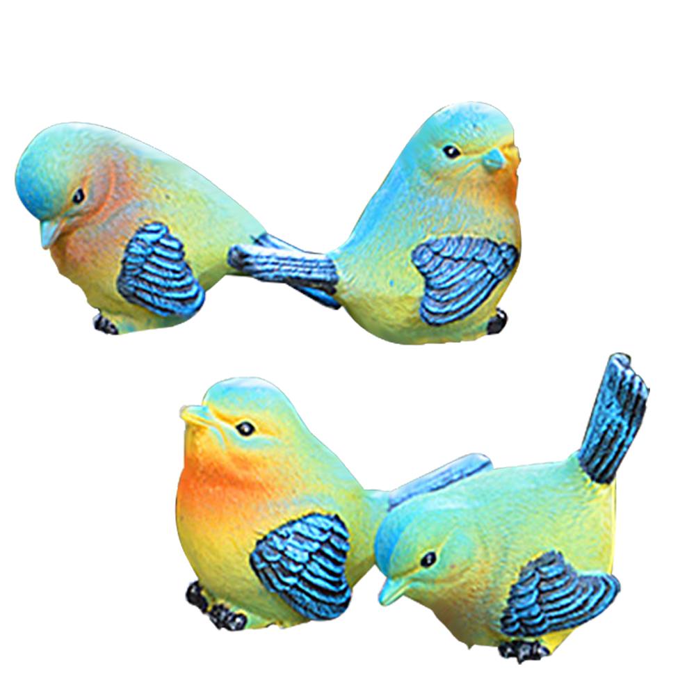 4Pcs Resin Birds Figurines Mini Artificial Bird Ornament Lawn Yard Tree Decoration Outdoor Bird Resin Sculptures For Home Garden