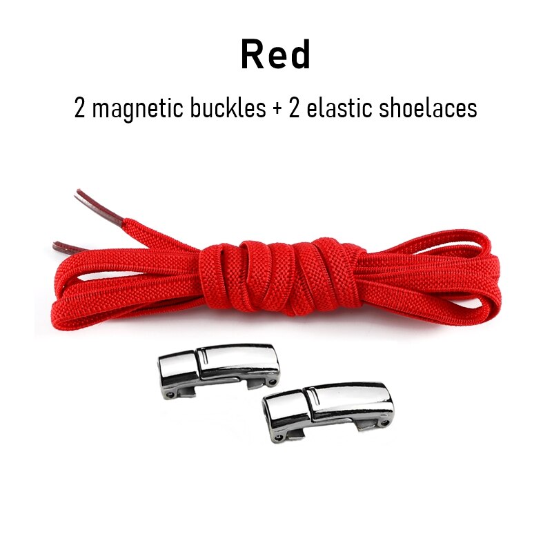1 para sznurowadła magnetyczne trampki elastyczne sznurówki metalowy zamek leniwe sznurowadła dla dzieci i dorosłych rozmiar uniwersalny but: Red