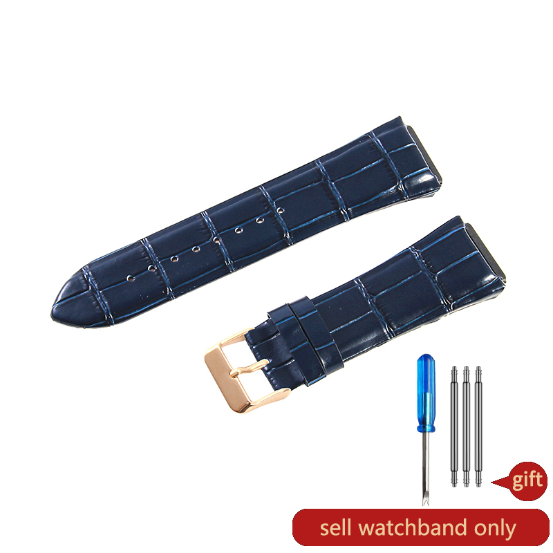For Guess W0040G1\W0040G2\W0040G3 Series Men's Needle Buckle Blue Rose Gold Buckle 22mm Cow Genuine Leather Watchbands: GREEN BLUE