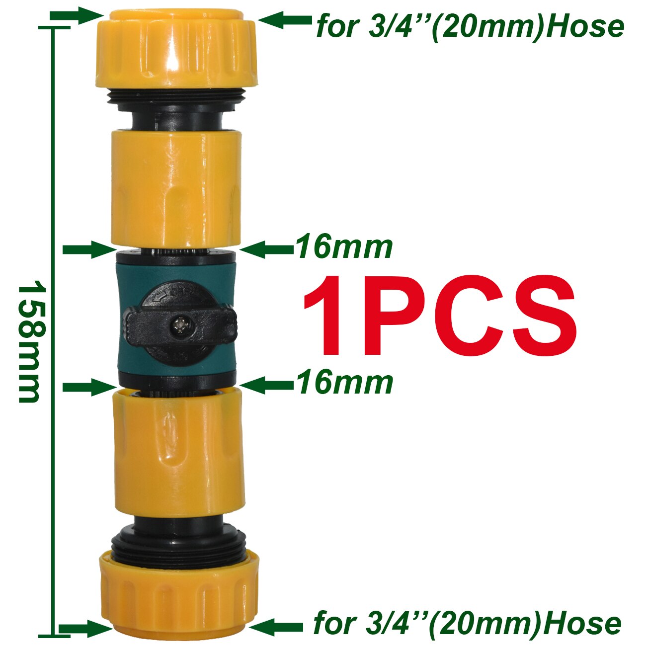 KESLA Garden Quick Connector Coupling w/ Shut Off Valve Switch Irrigation Watering 16mm 20mm Hose Pipe Adapter Fittings Repair: KSL01-282-B