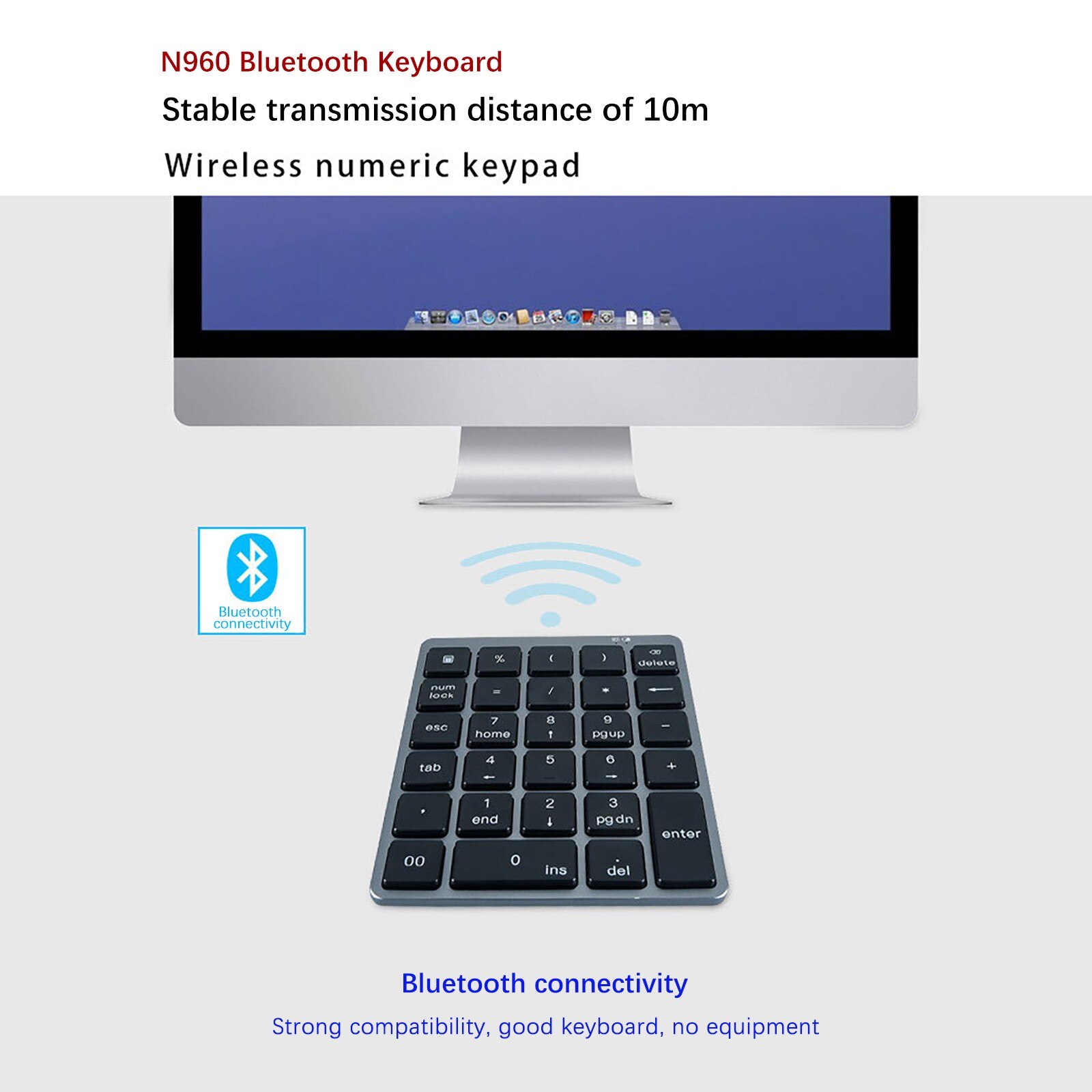 Wireless Bluetooth Numeric Keypad Rechargeable, 28-Key Number Pad with Multiple Shortcuts for Tablet Laptop Notebook PC Desktop