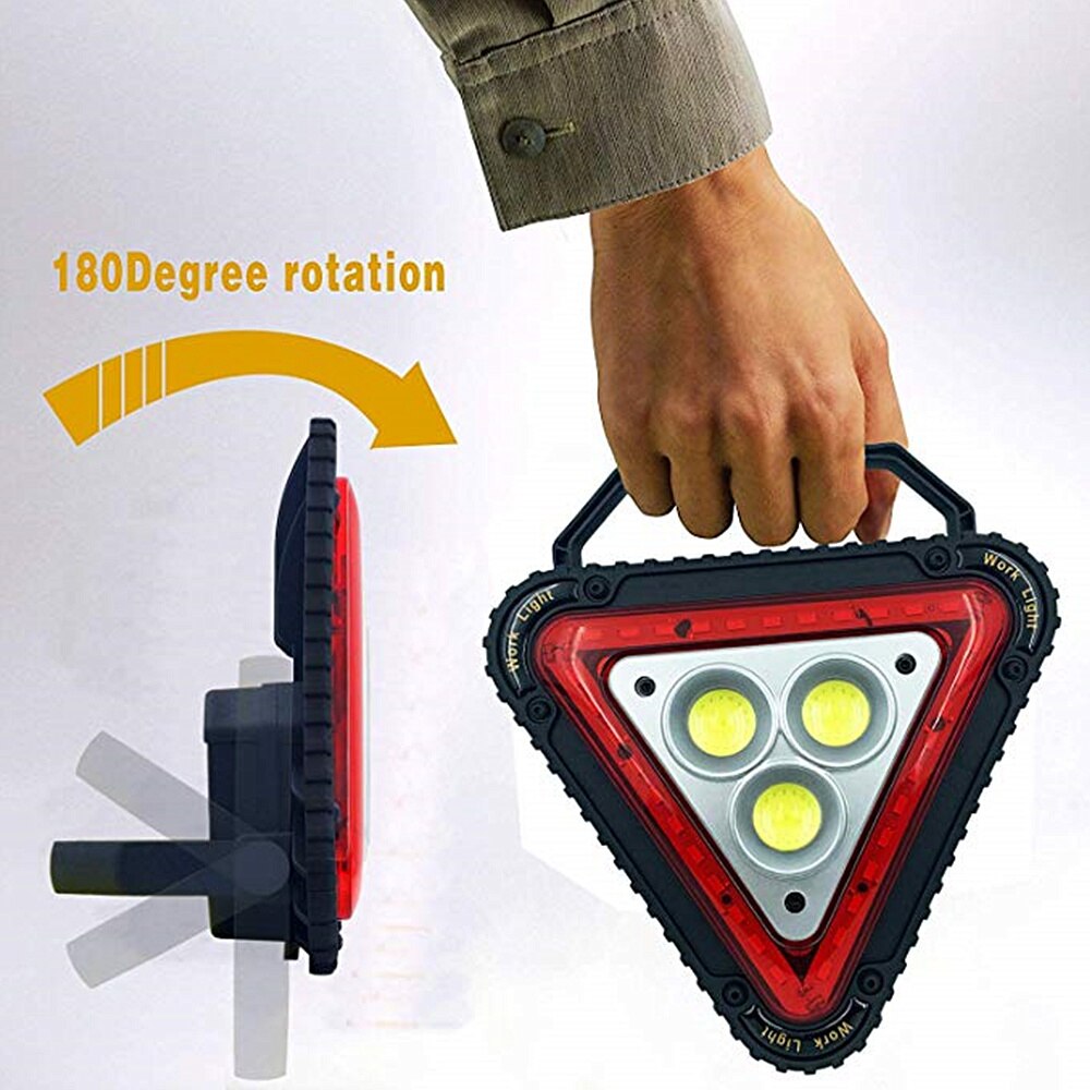 3 COB Triangle Warning Light 30W 1500LM LED Work Light Portable LED Flood Lights for Outdoor Camping Hiking Repairing