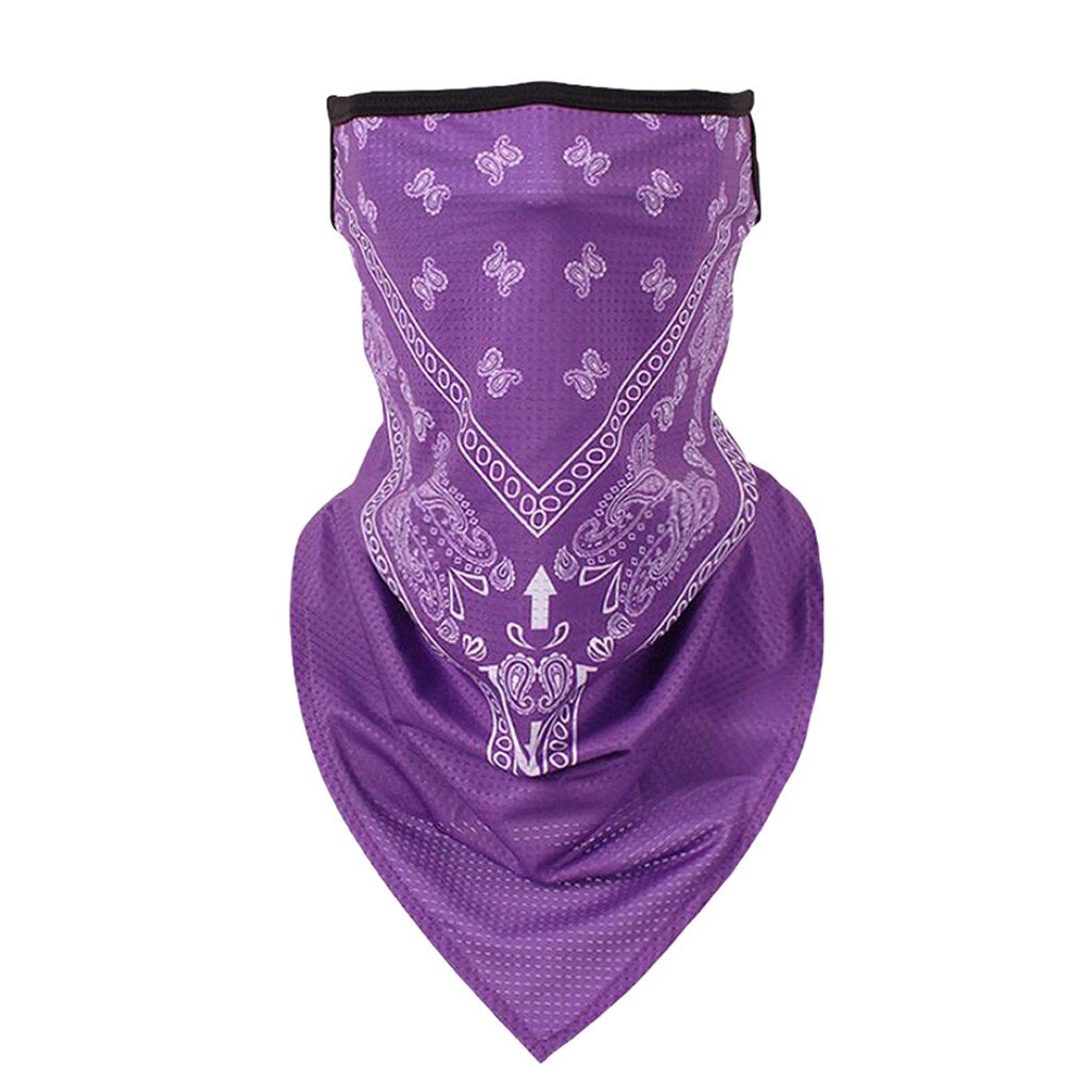 Tri-Angle Bandana Gezicht Shield Opknoping Oor Buis Sjaal Ice Zijde Nek Gaiter Cover Anti-Uv Glad Ademend Hoofdband Mannen masque: Purple 