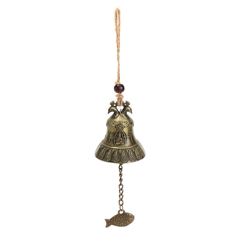 Vintage suspendu vent carillon chinois cloche bénédiction bonne chance Fortune paon chinois un Ji caractère décoration de la maison artisanat